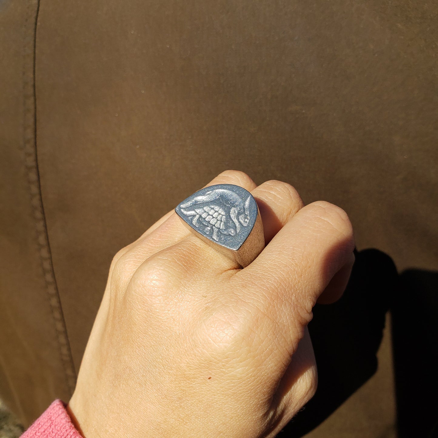 Tortoise and hare wax seal signet ring