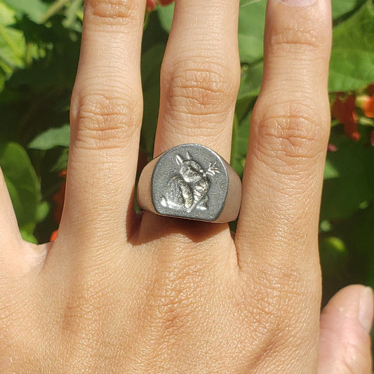 Carrot bunny wax seal signet ring