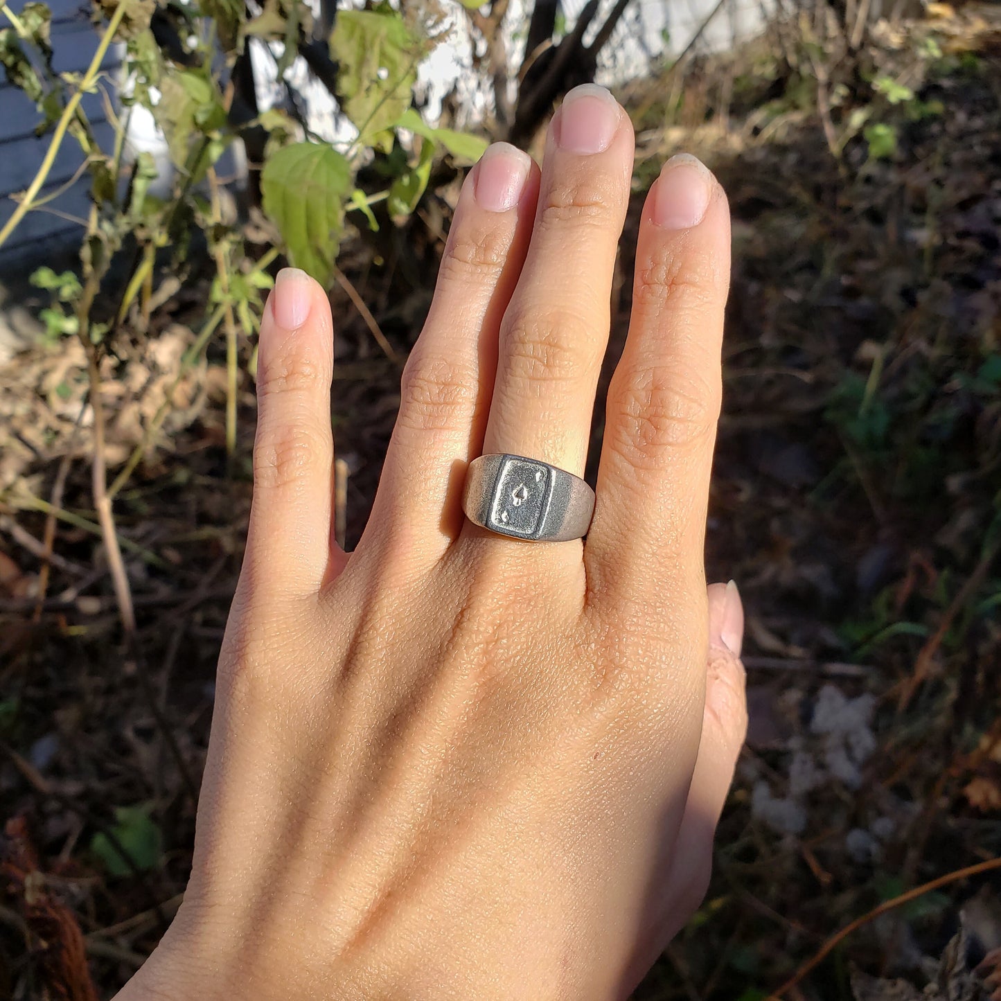 Ace of spades wax seal signet ring