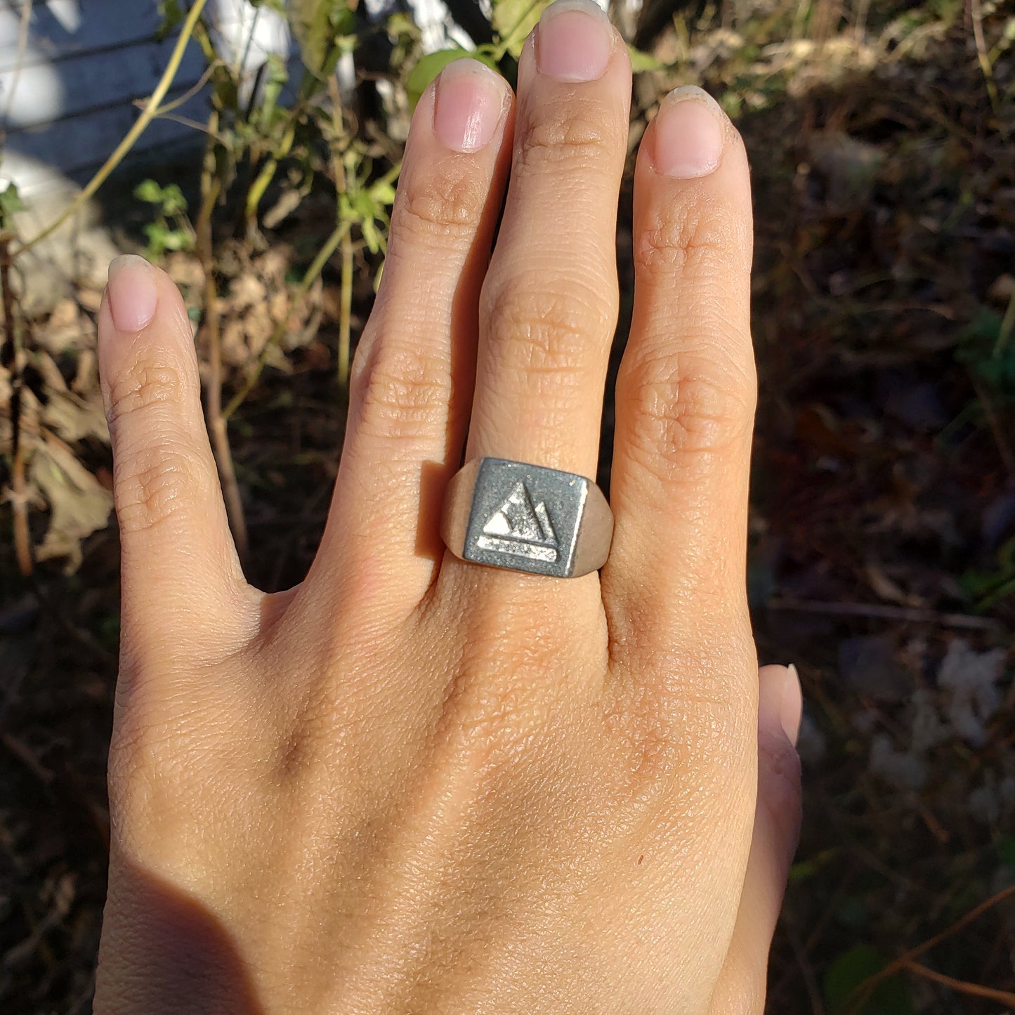 Earth mountain wax seal signet ring