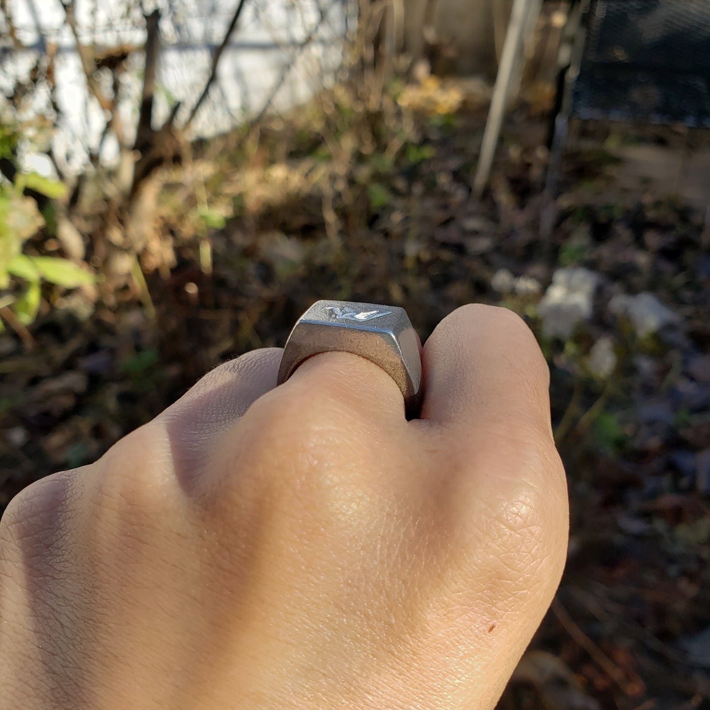 Origami crane wax seal signet ring