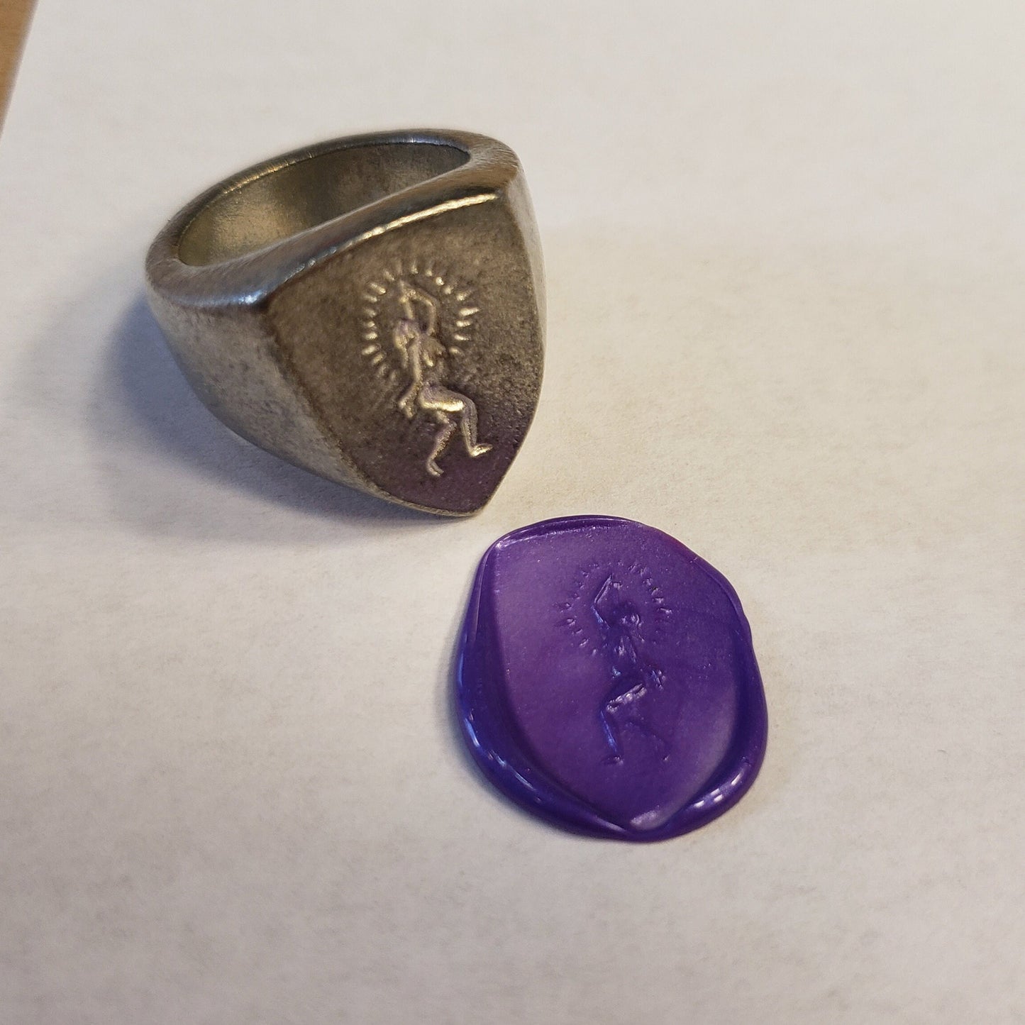 Sword swallower wax seal signet ring