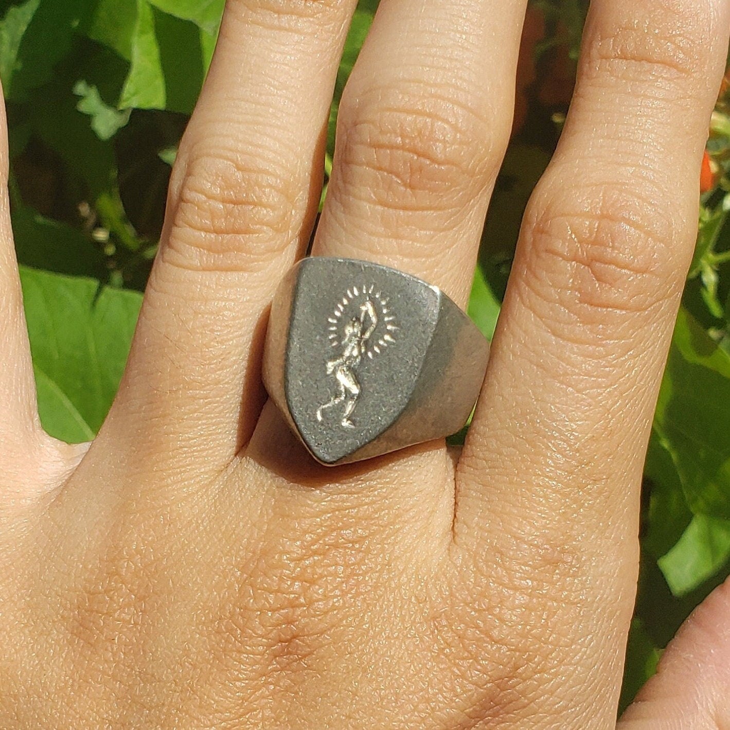 Sword swallower wax seal signet ring