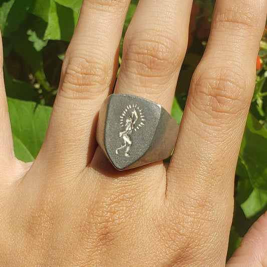 Sword swallower wax seal signet ring