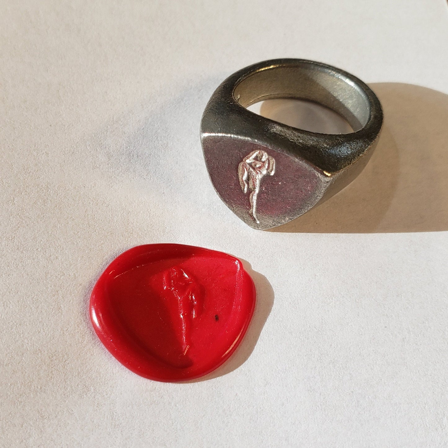 Muay Thai block wax seal signet ring