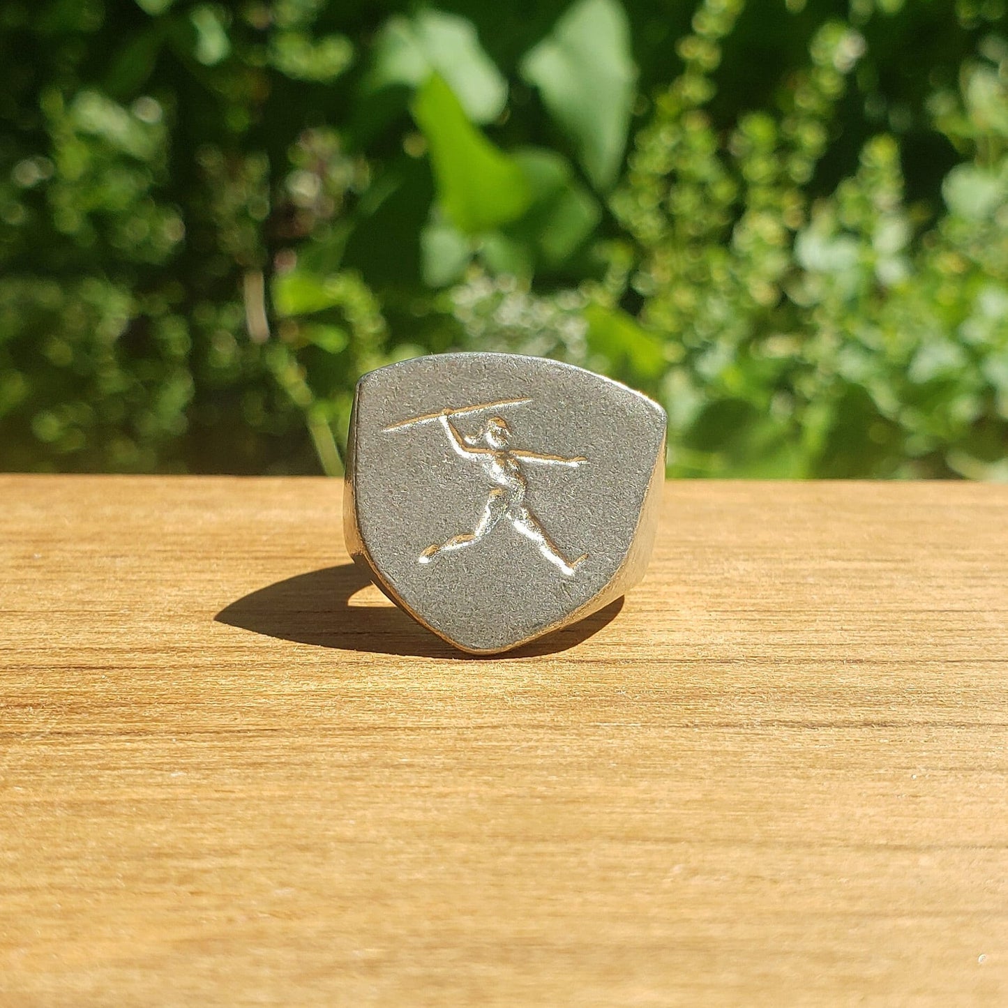 Javelin throw wax seal signet ring