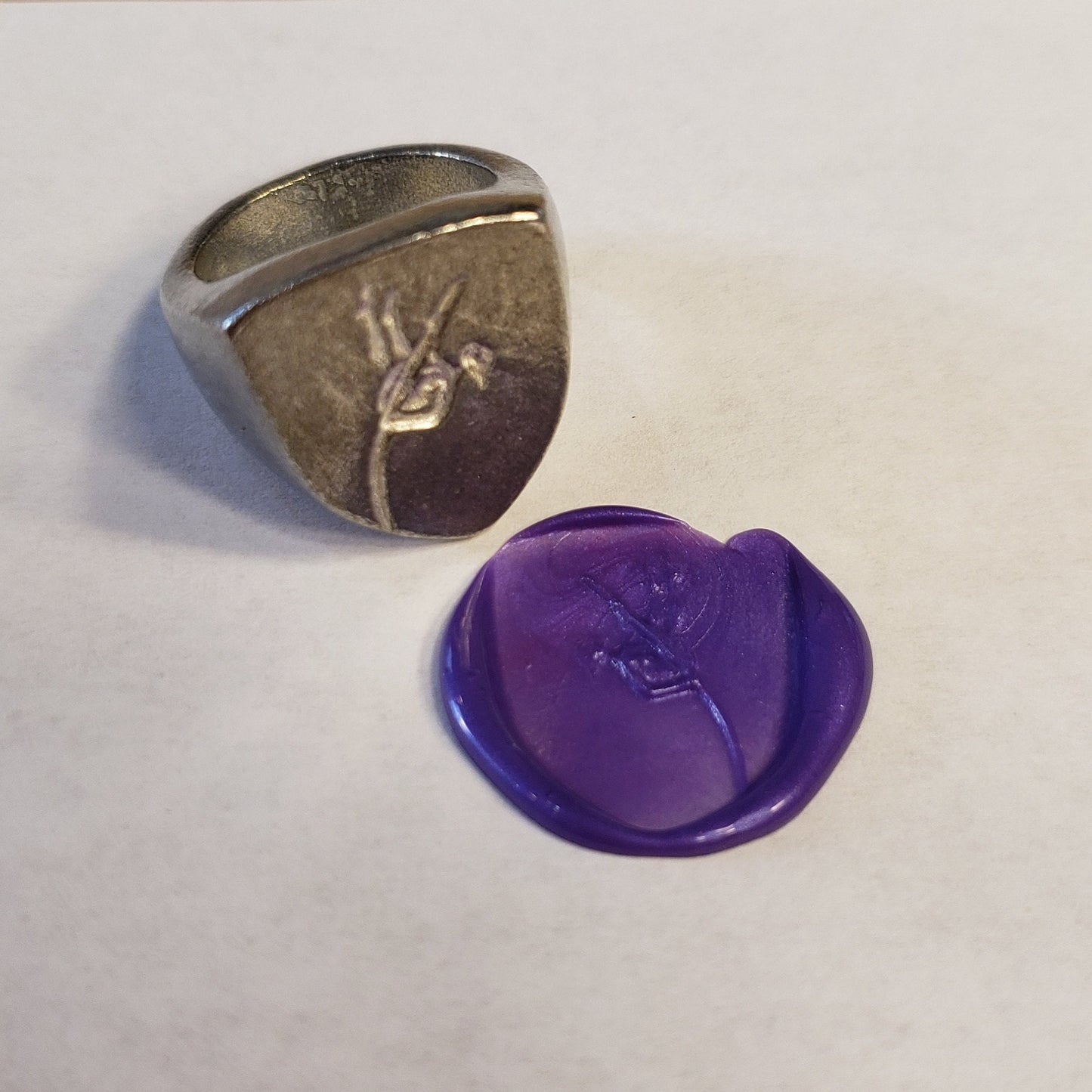 Pole vault wax seal signet ring