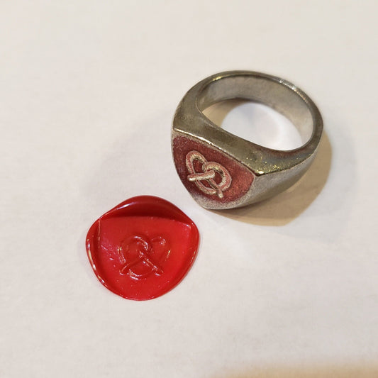 Pretzel wax seal signet ring