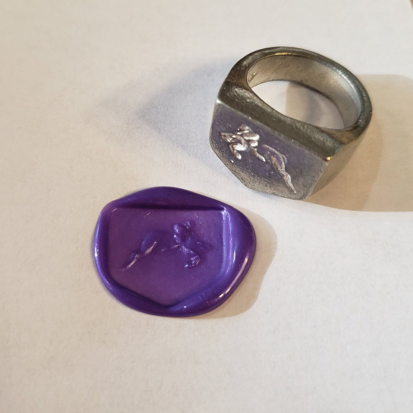 Bunny riding wax seal signet ring