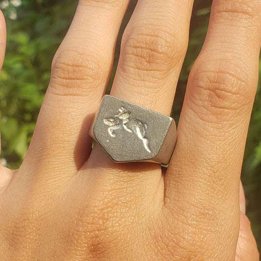 Bunny riding wax seal signet ring