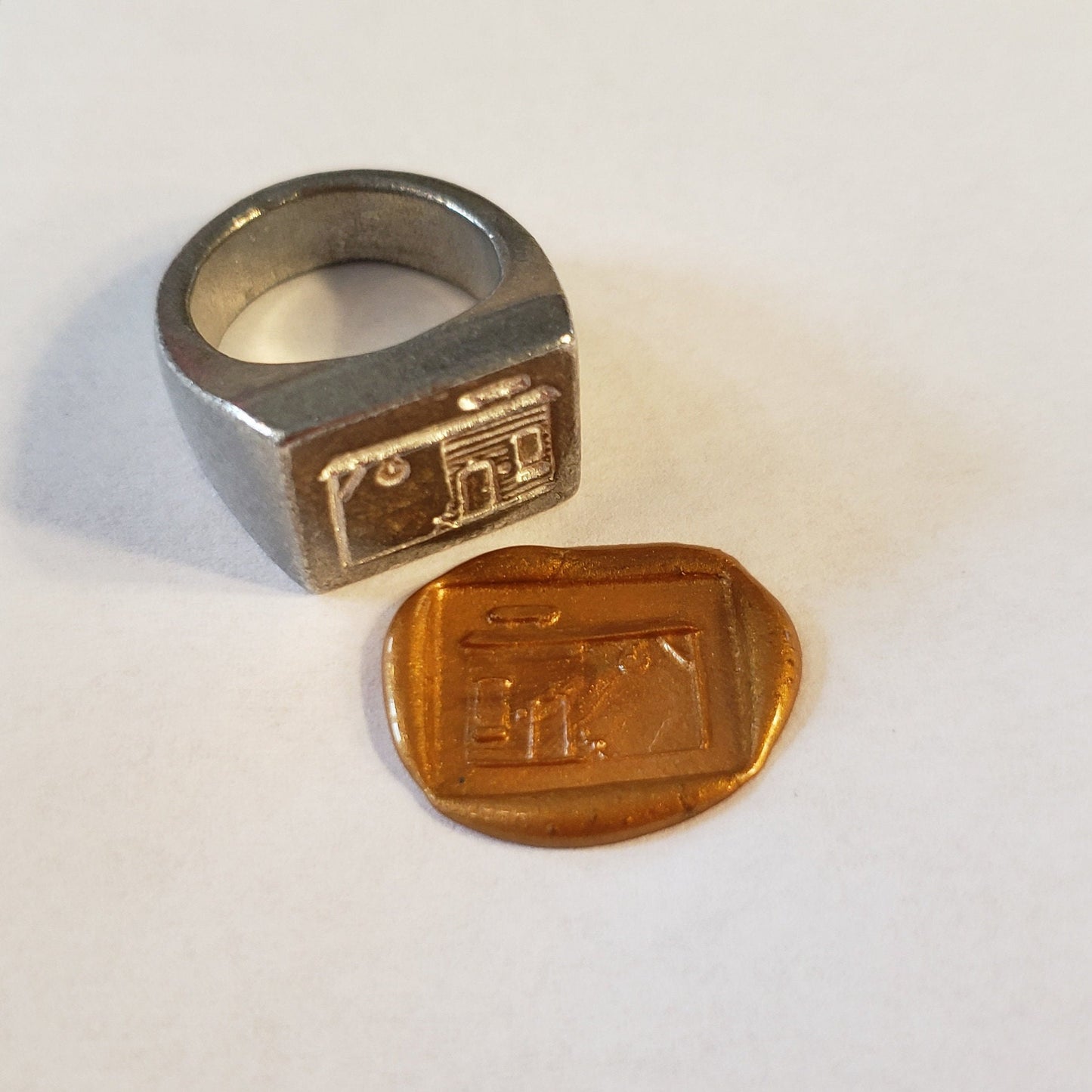 Train station wax seal signet ring