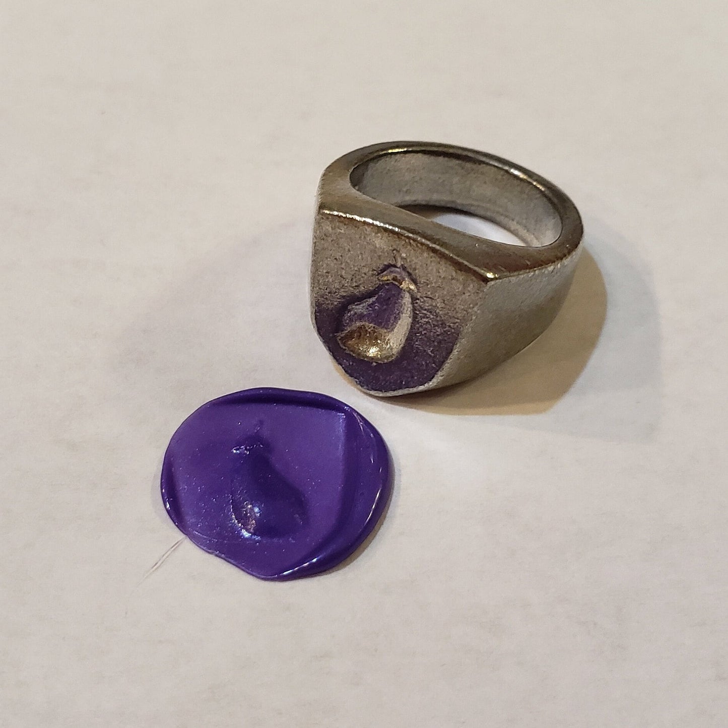 Eggplant wax seal signet ring