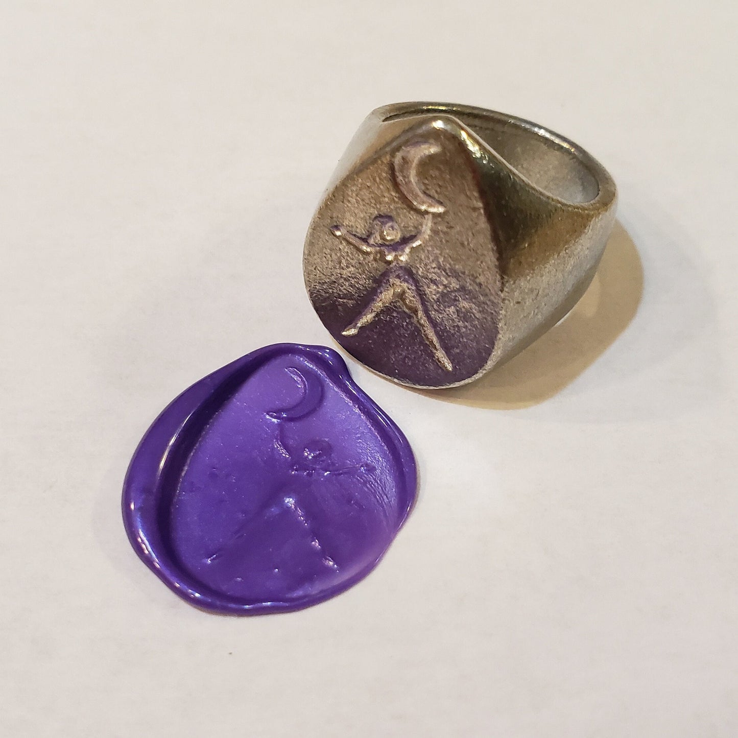 Hanging on the moon wax seal signet ring