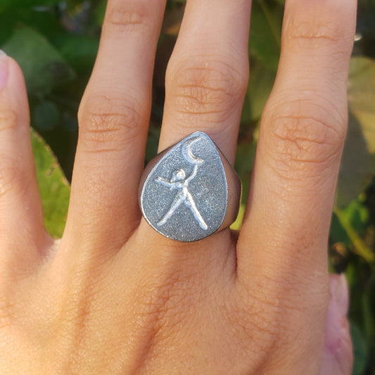 Hanging on the moon wax seal signet ring