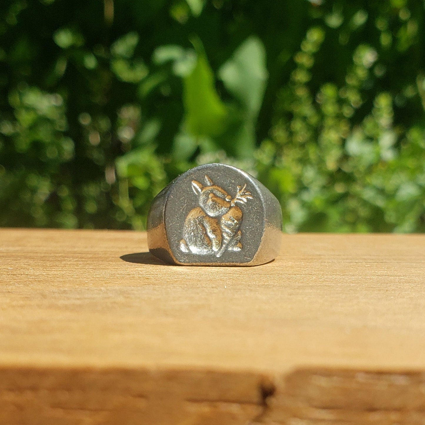 Carrot bunny wax seal signet ring