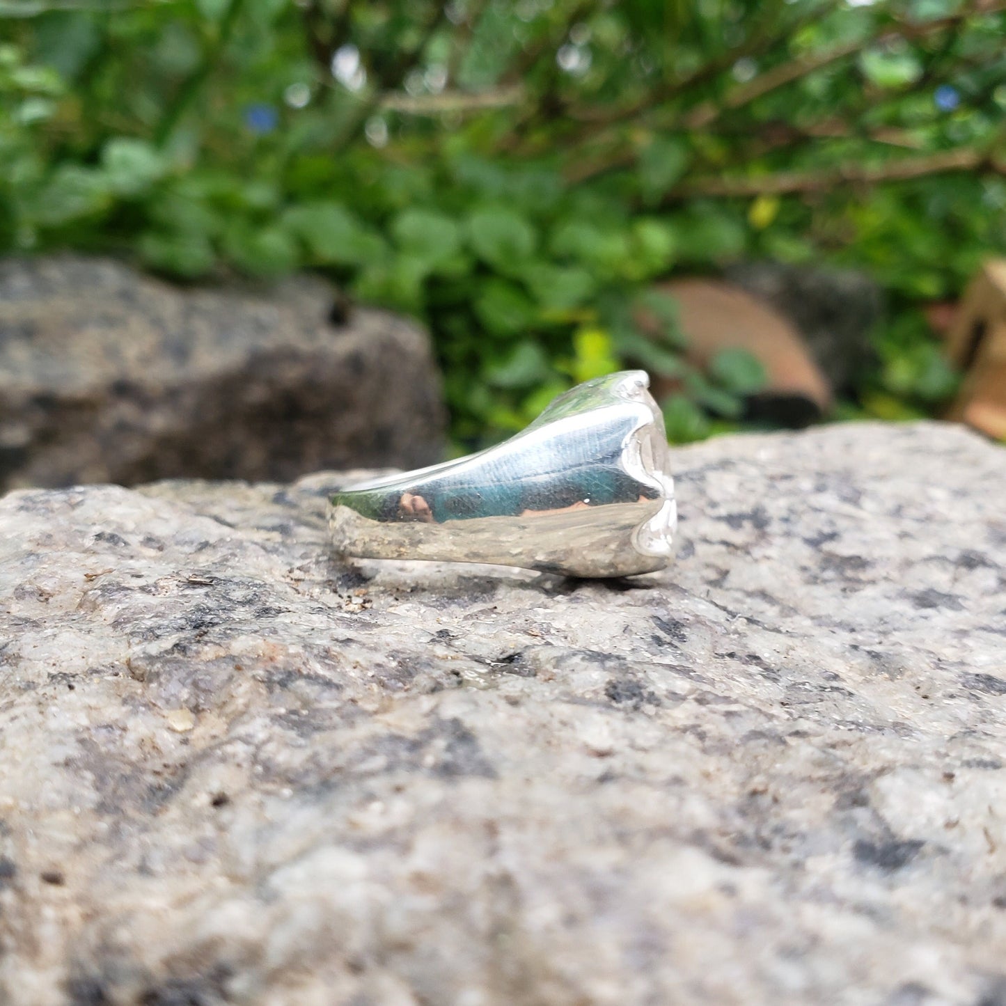 Goshenite bird silver ring