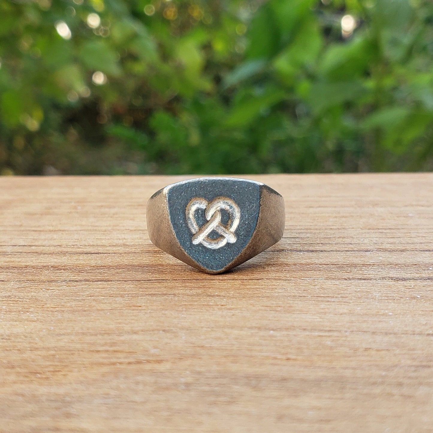 Pretzel wax seal signet ring