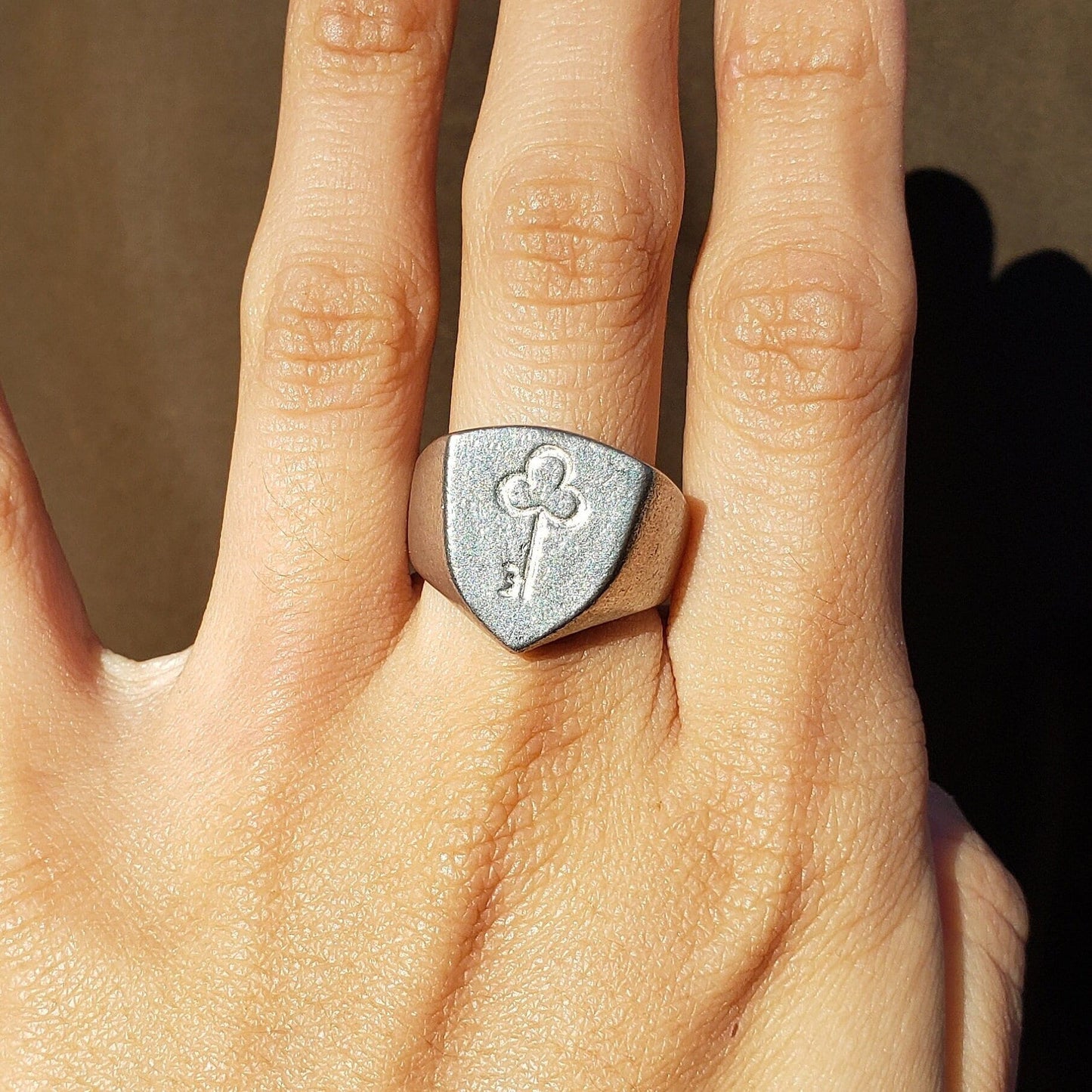 Trefoil key wax seal signet ring