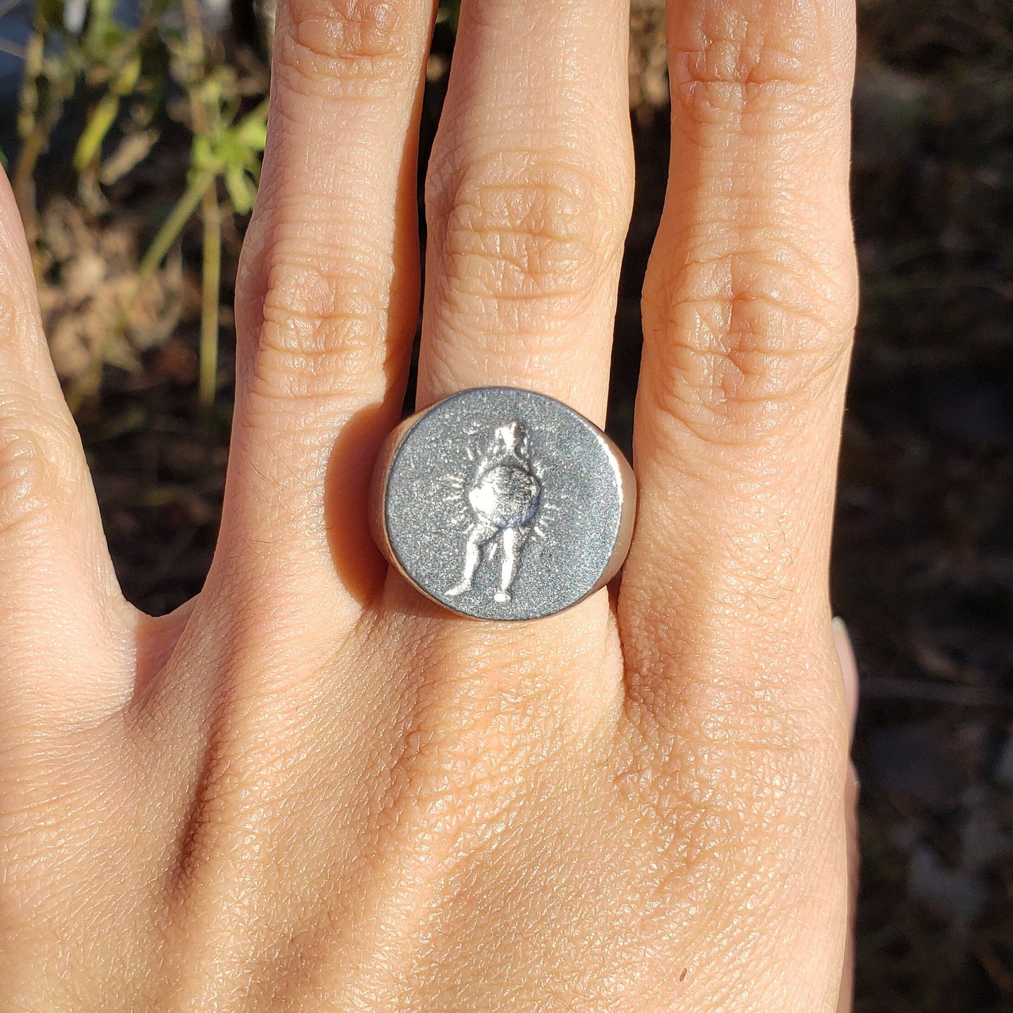 Embracing the sun wax seal signet ring