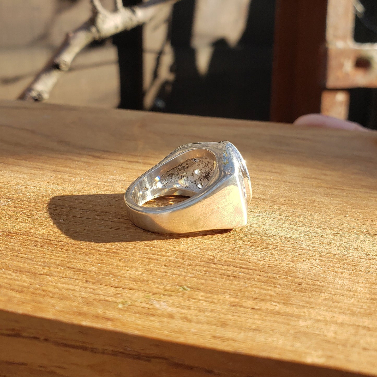 Citrine and tanzanite fishhook silver ring