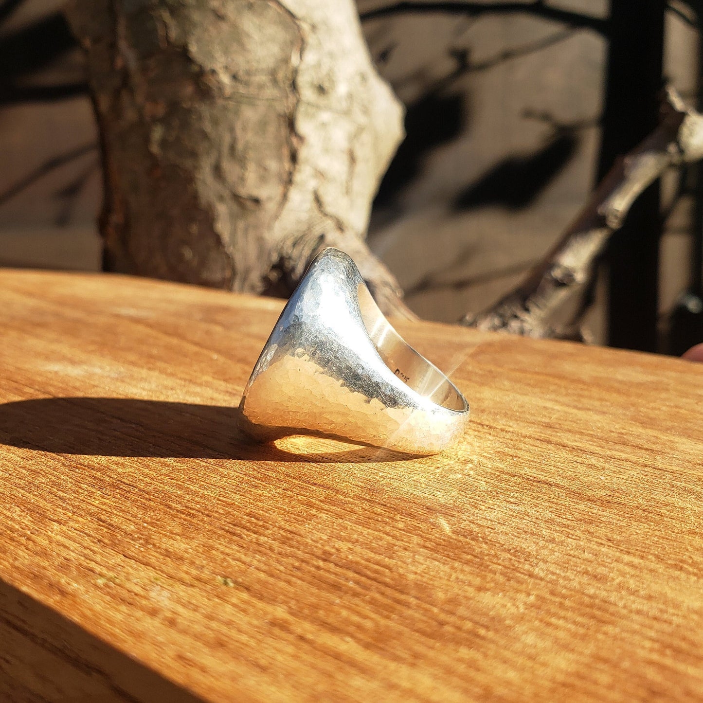 Ouroboros agate geode silver ring