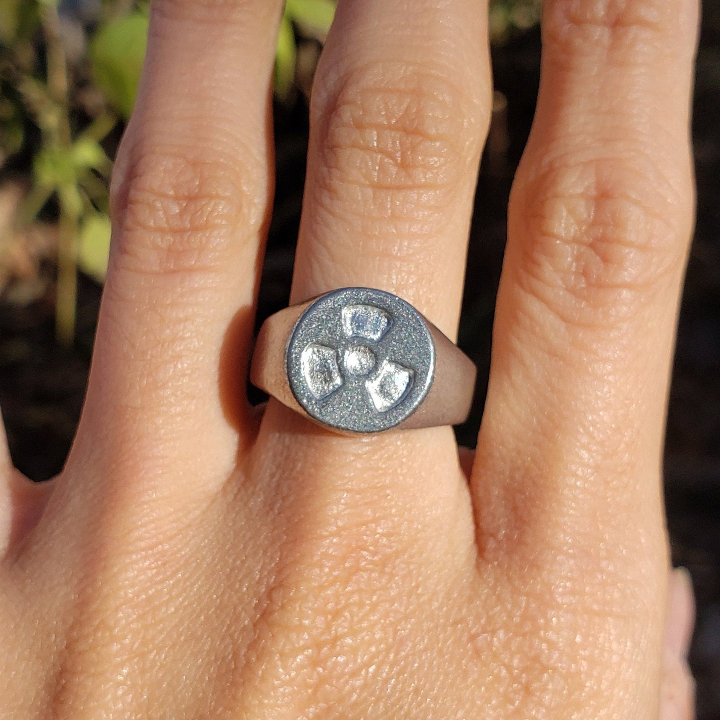 Nuclear warning wax seal signet ring