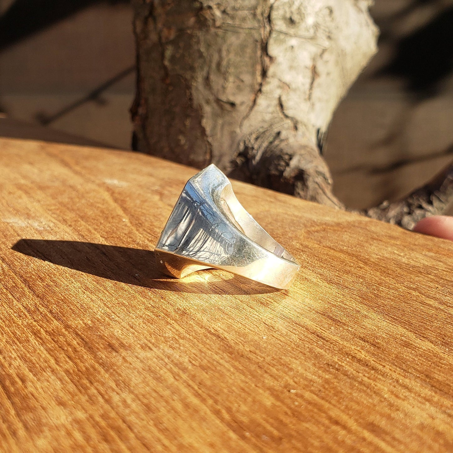 Sapphire flower silver ring