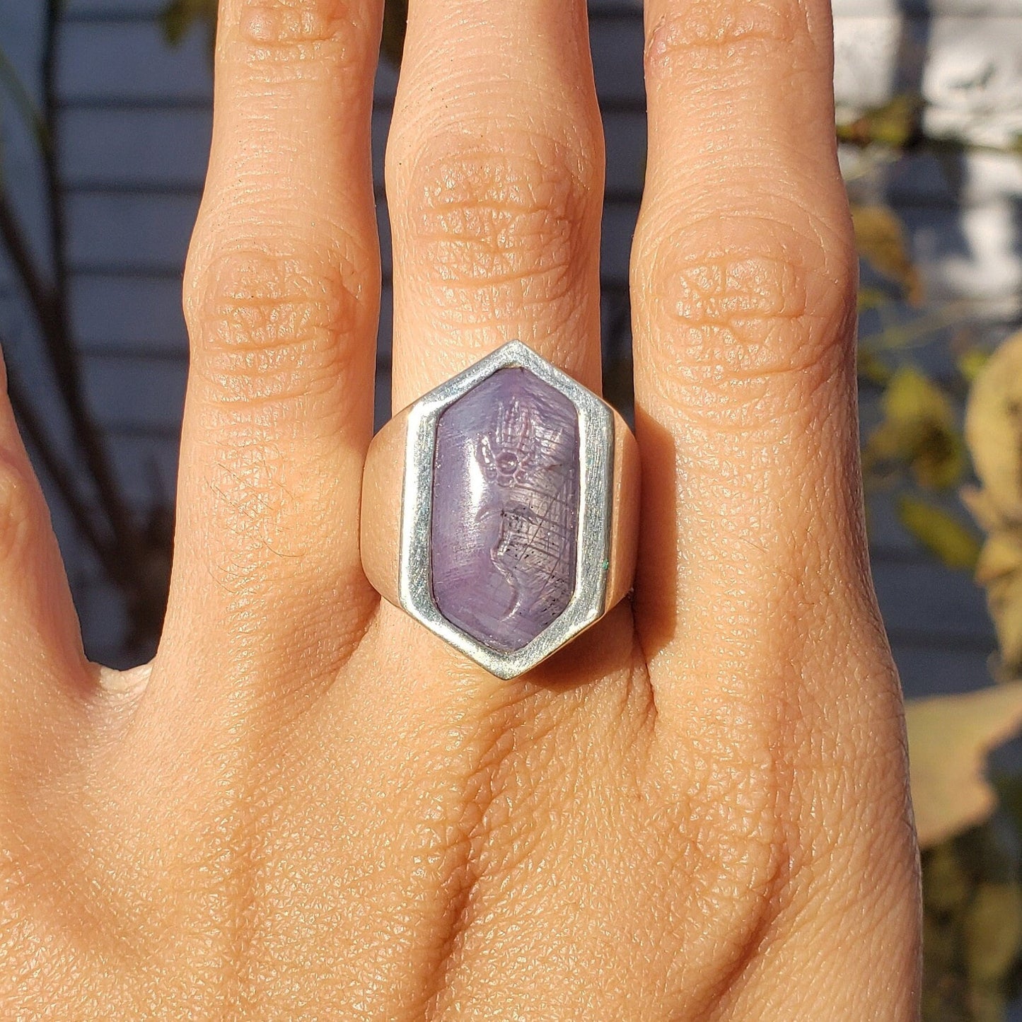 Sapphire flower silver ring