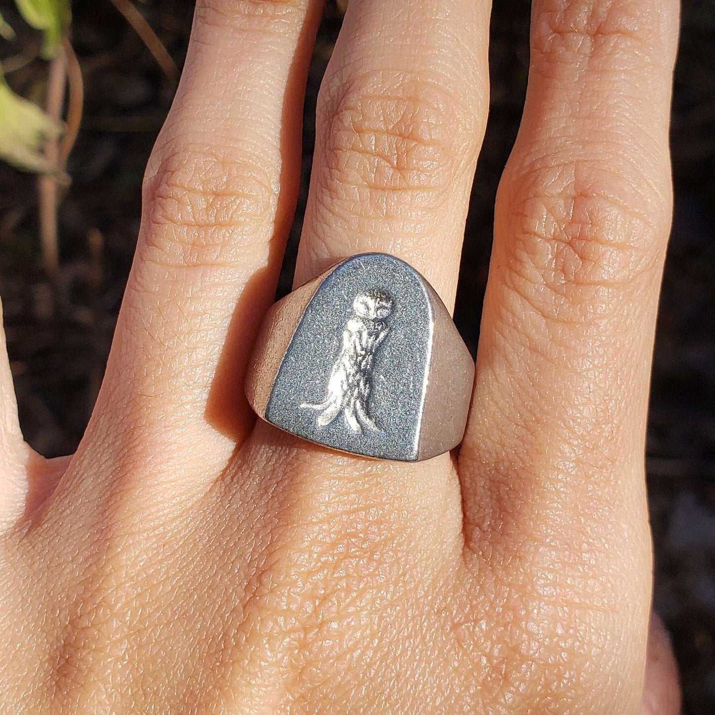 Hidden owl wax seal signet ring