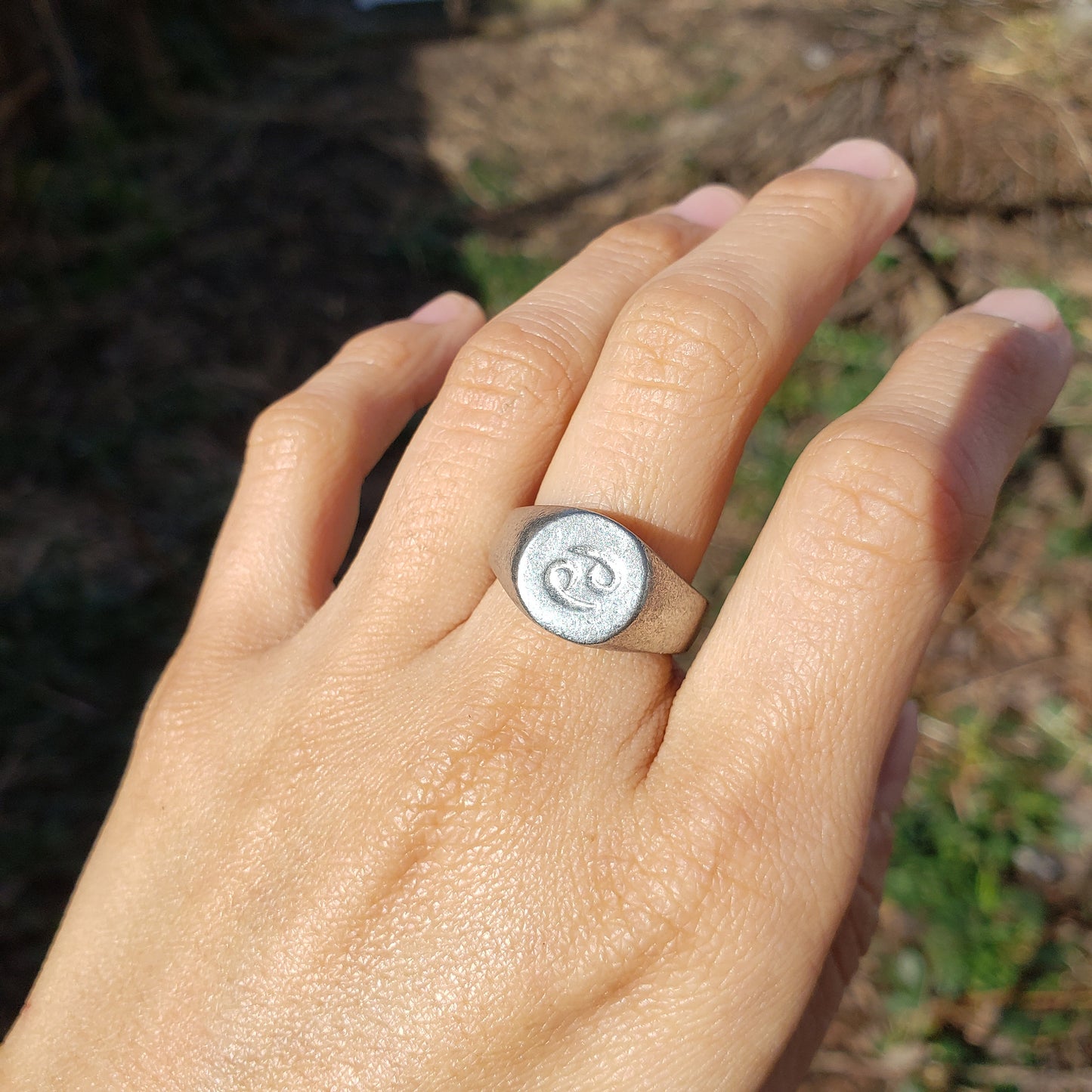 Cancer sign wax seal signet ring