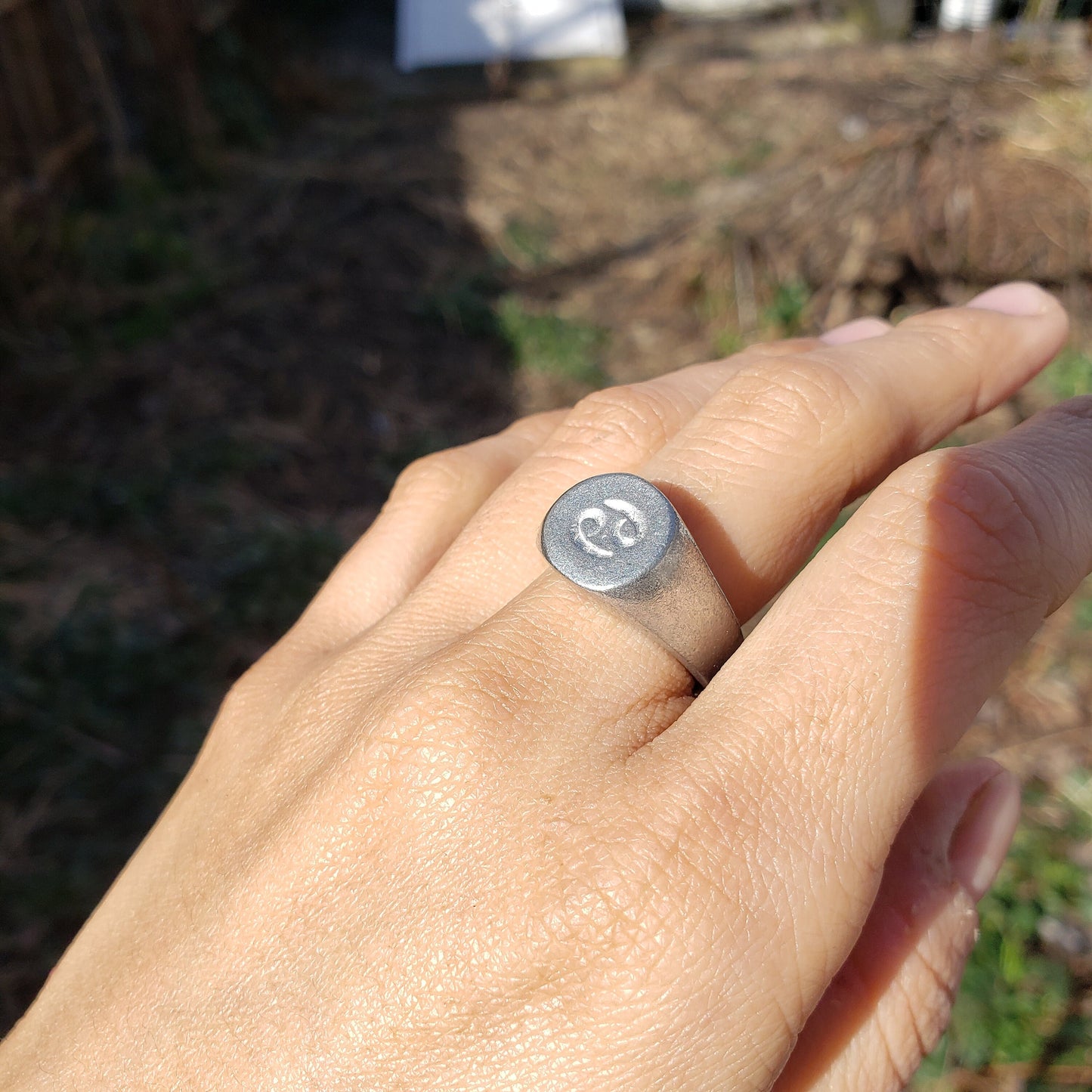 Cancer sign wax seal signet ring