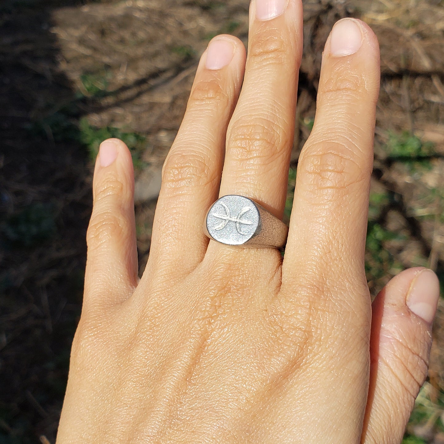 Pisces sign wax seal signet ring