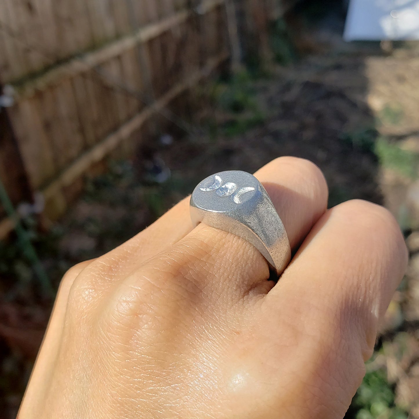 Triple moon wax seal signet ring