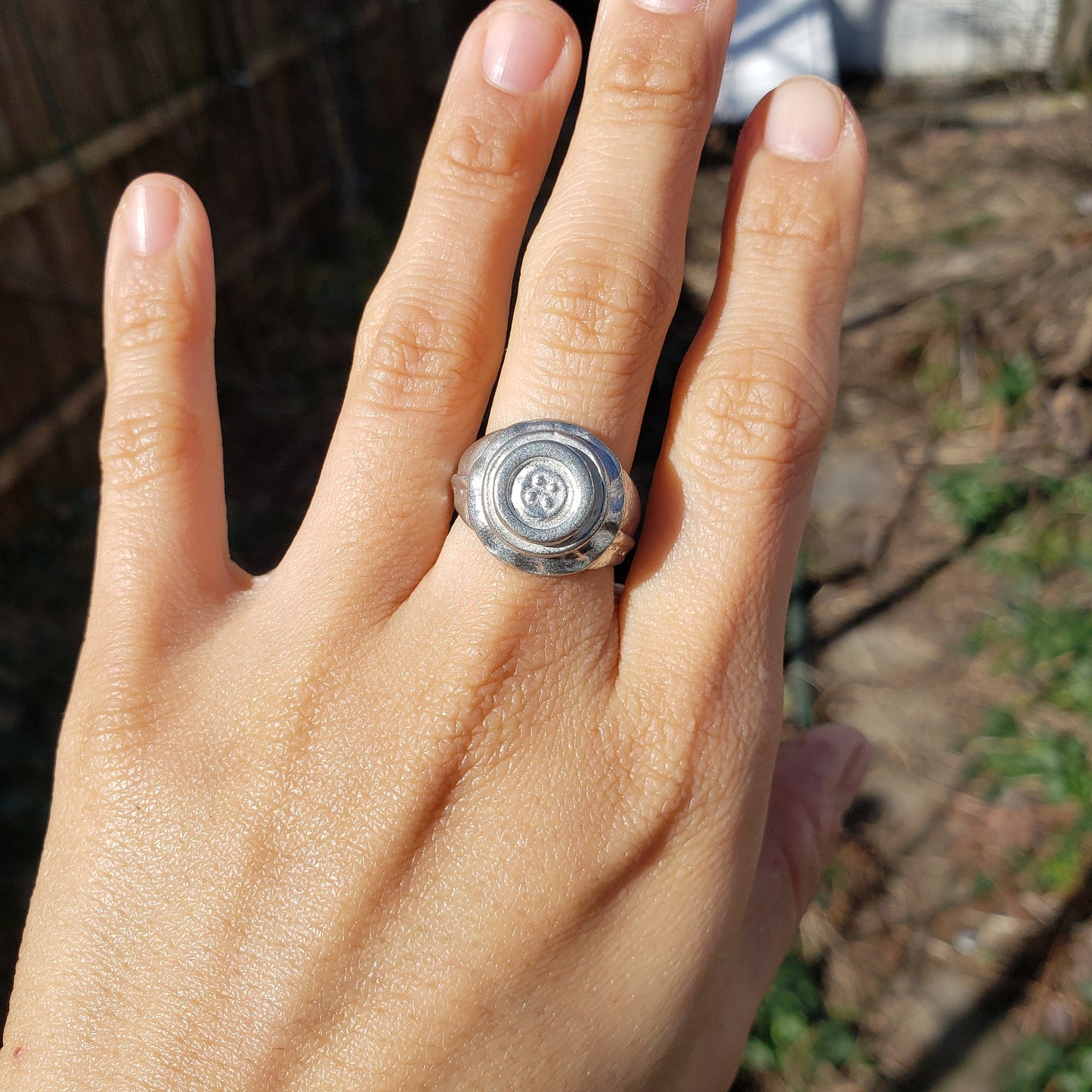 Button wax seal signet ring