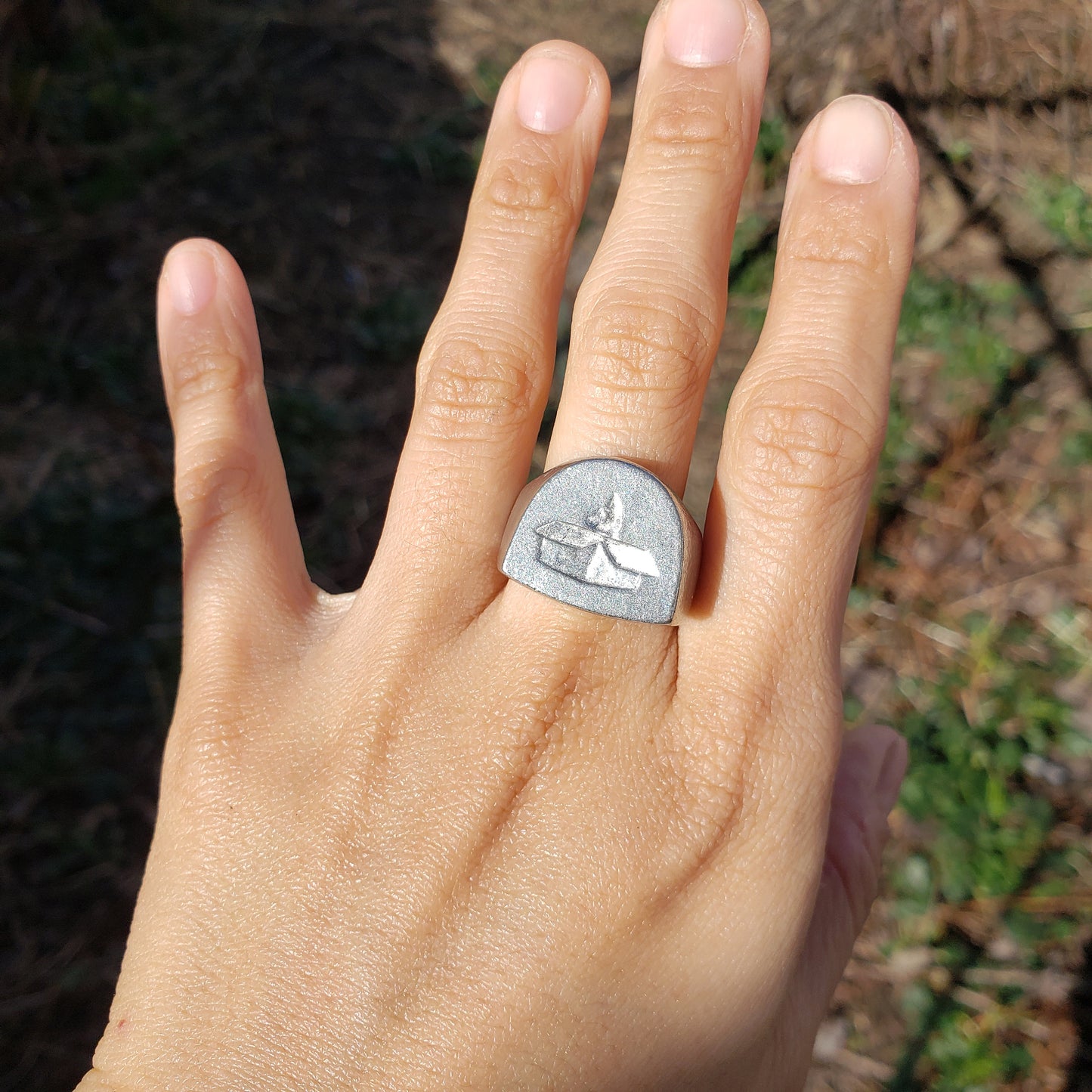 Cat in box wax seal signet ring