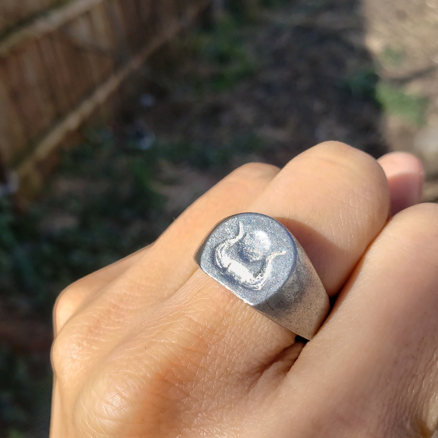 Hathor horns with sun disk wax seal signet ring