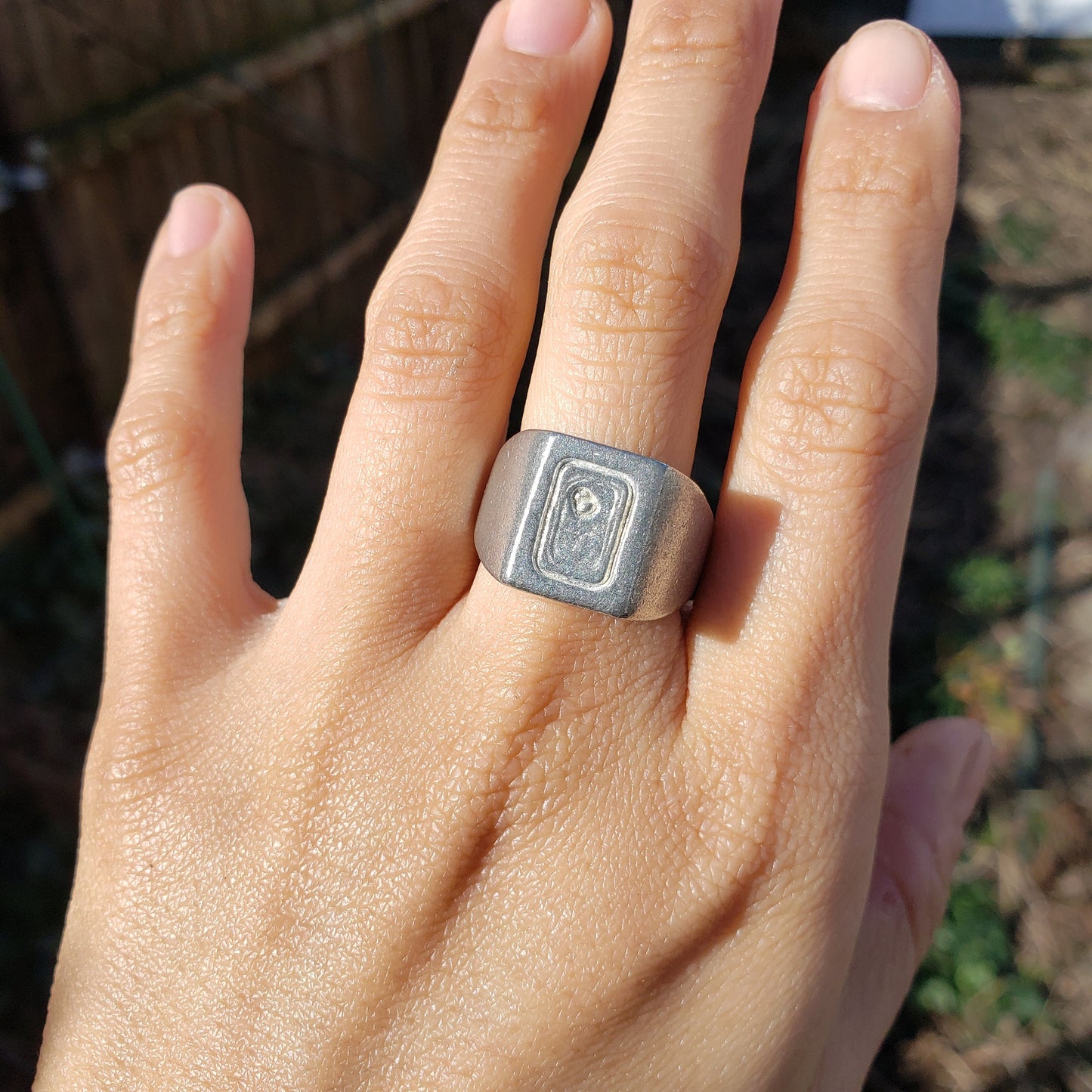 Sardine can wax seal signet ring