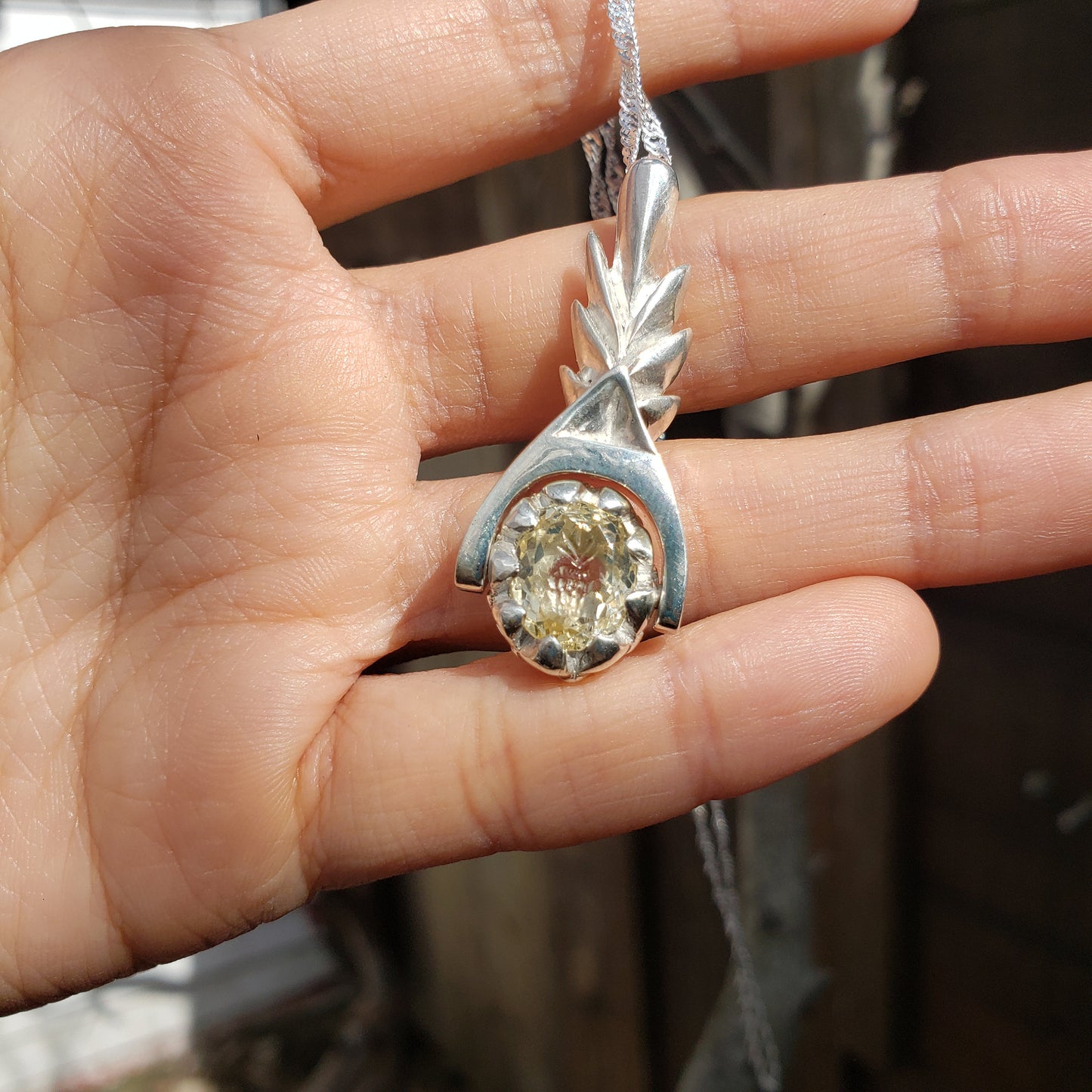 Citrine pineapple intaglio pendant