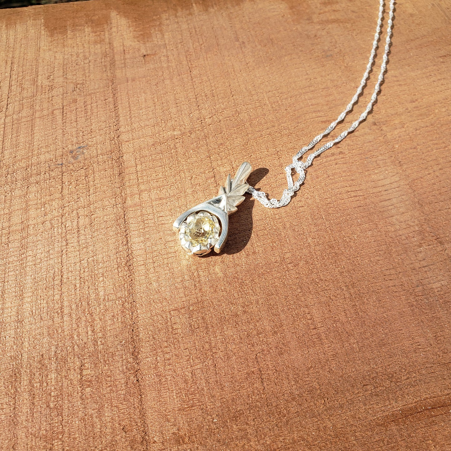 Citrine pineapple intaglio pendant