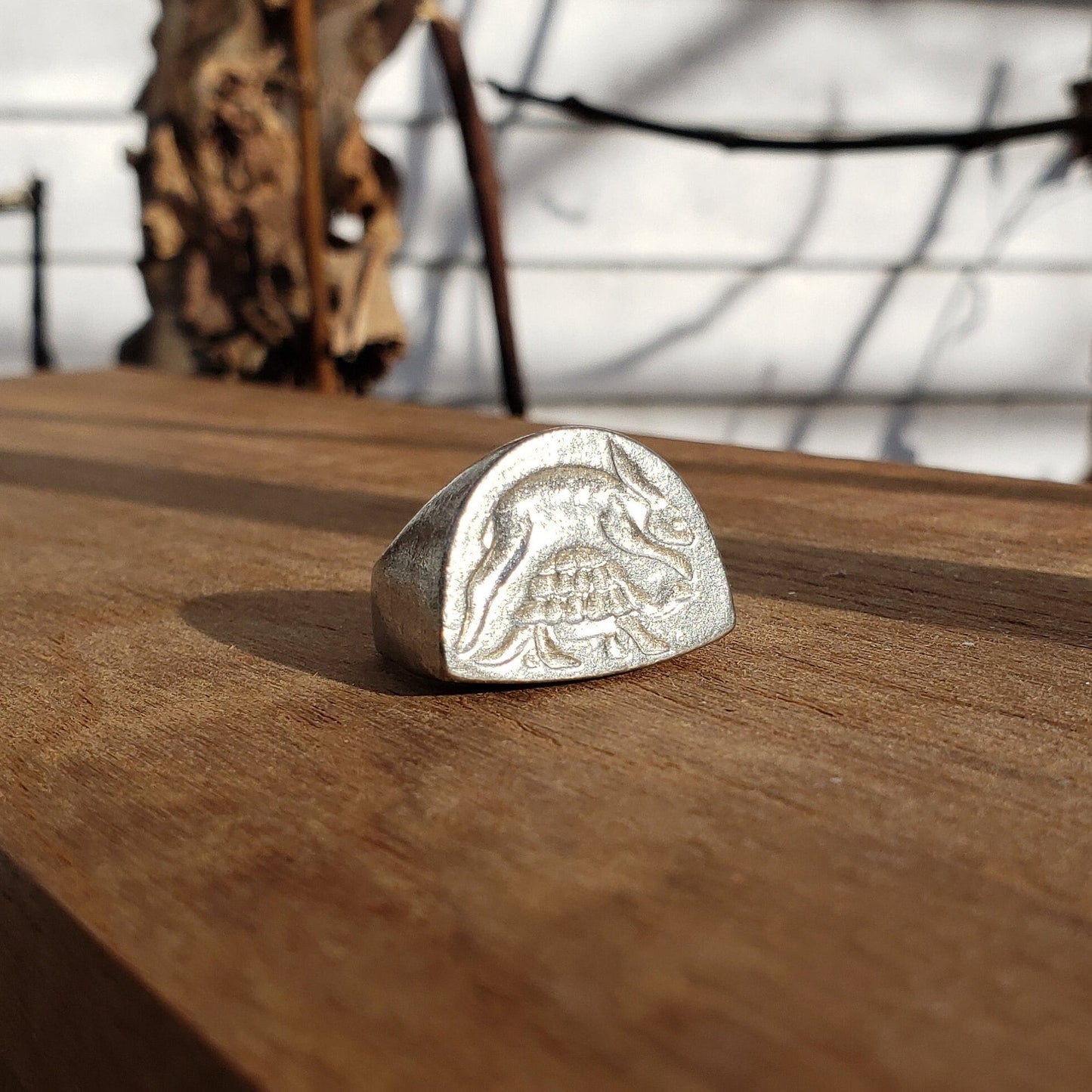 Tortoise and hare wax seal signet ring