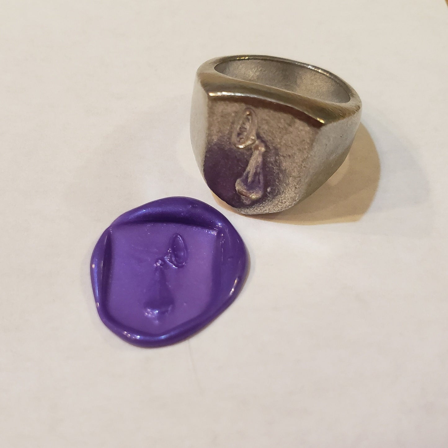 Halo wax seal signet ring