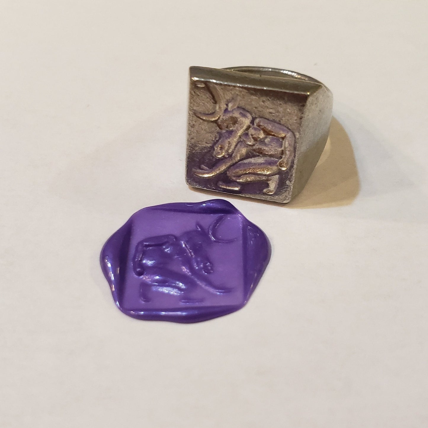 Minotaur wax seal signet ring