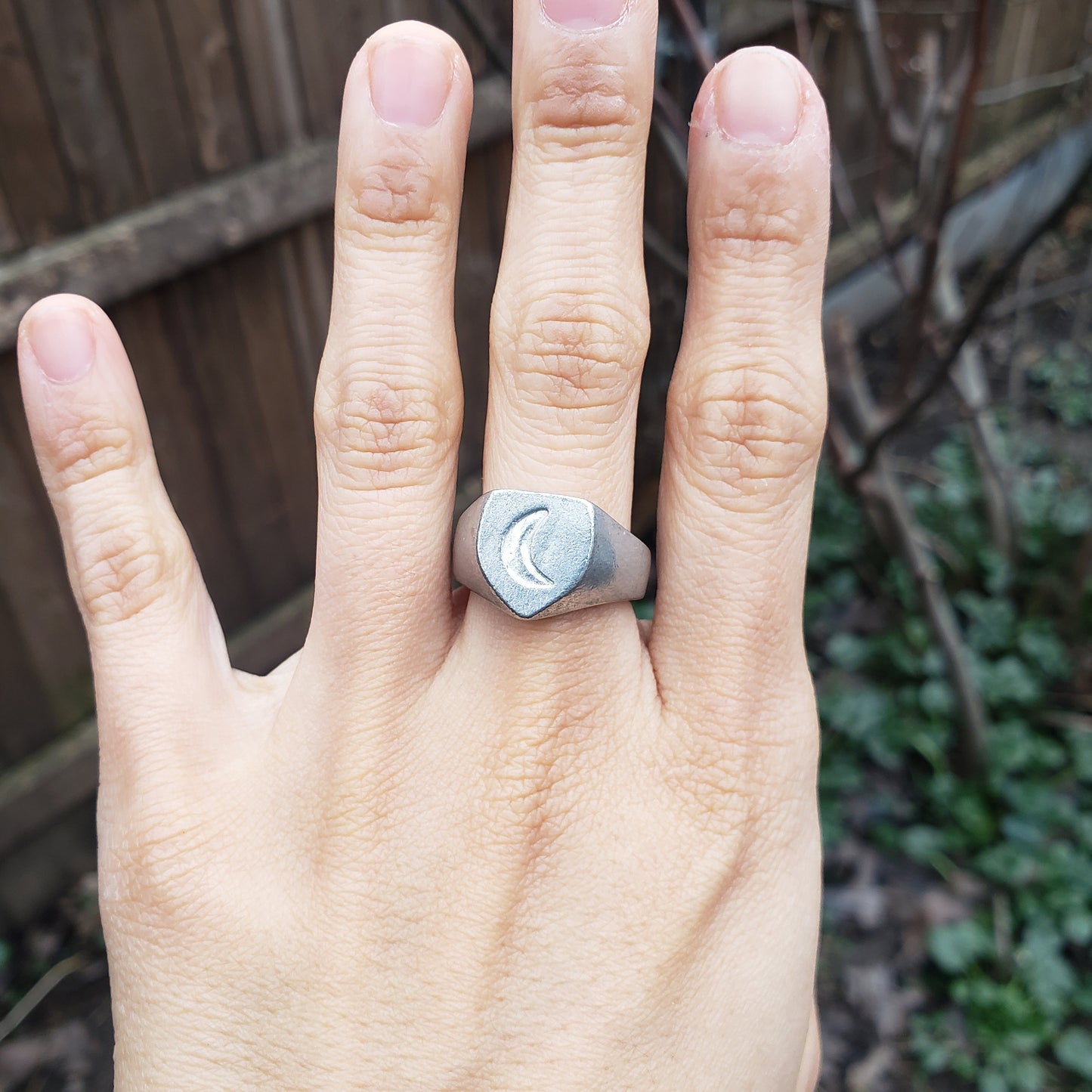 Moon sign wax seal signet ring