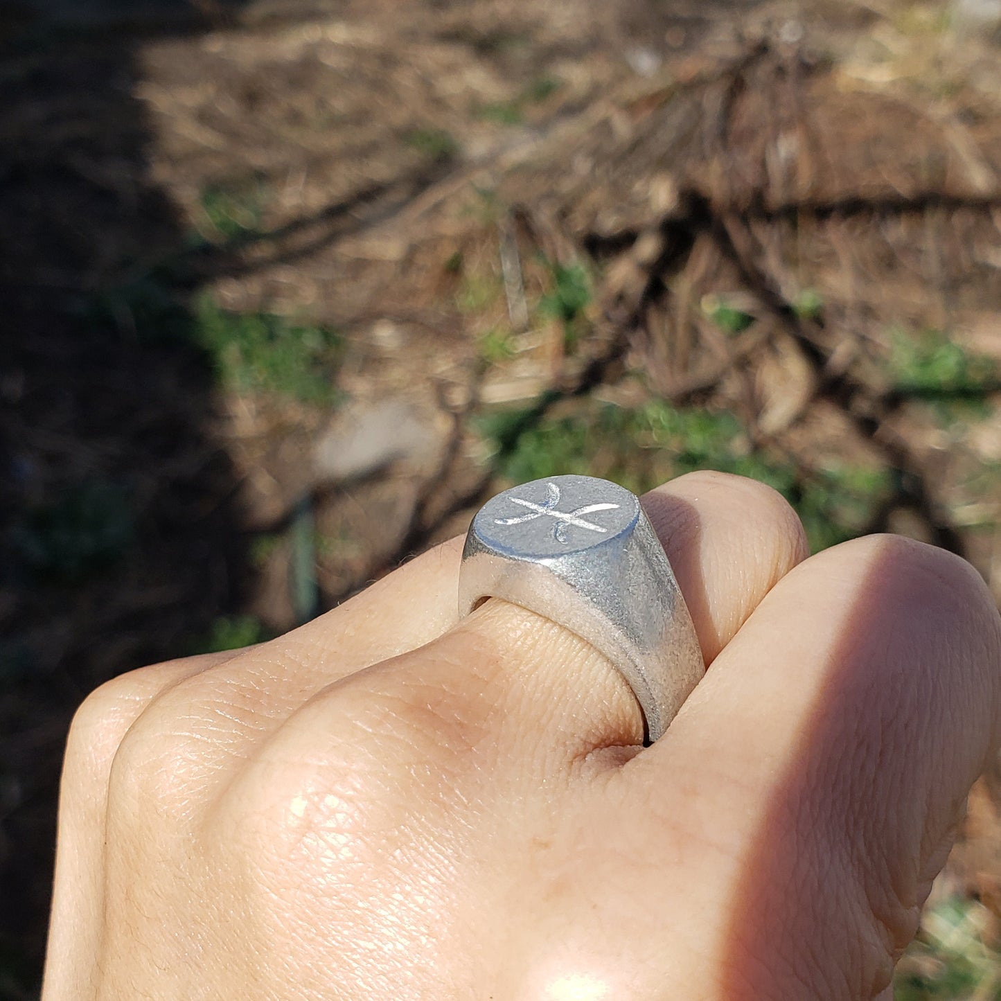 Pisces sign wax seal signet ring