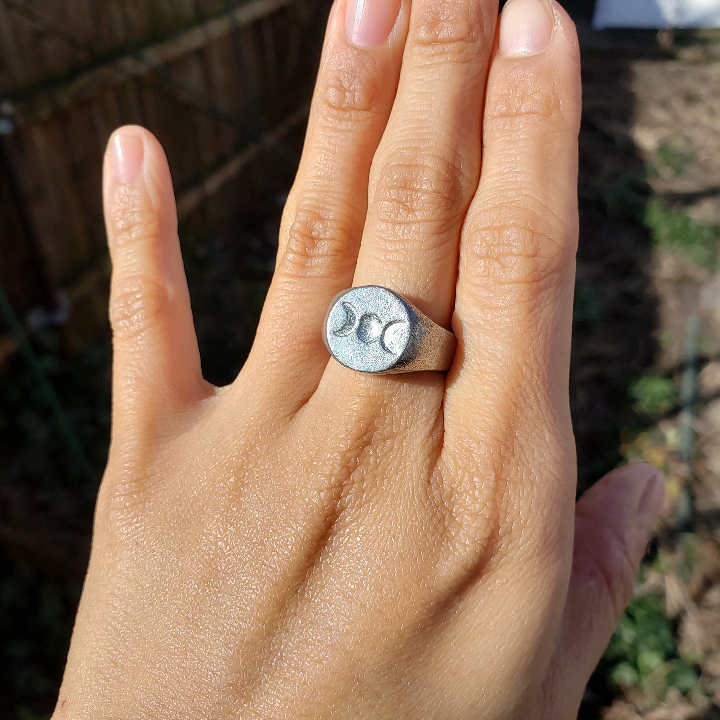 Triple moon wax seal signet ring