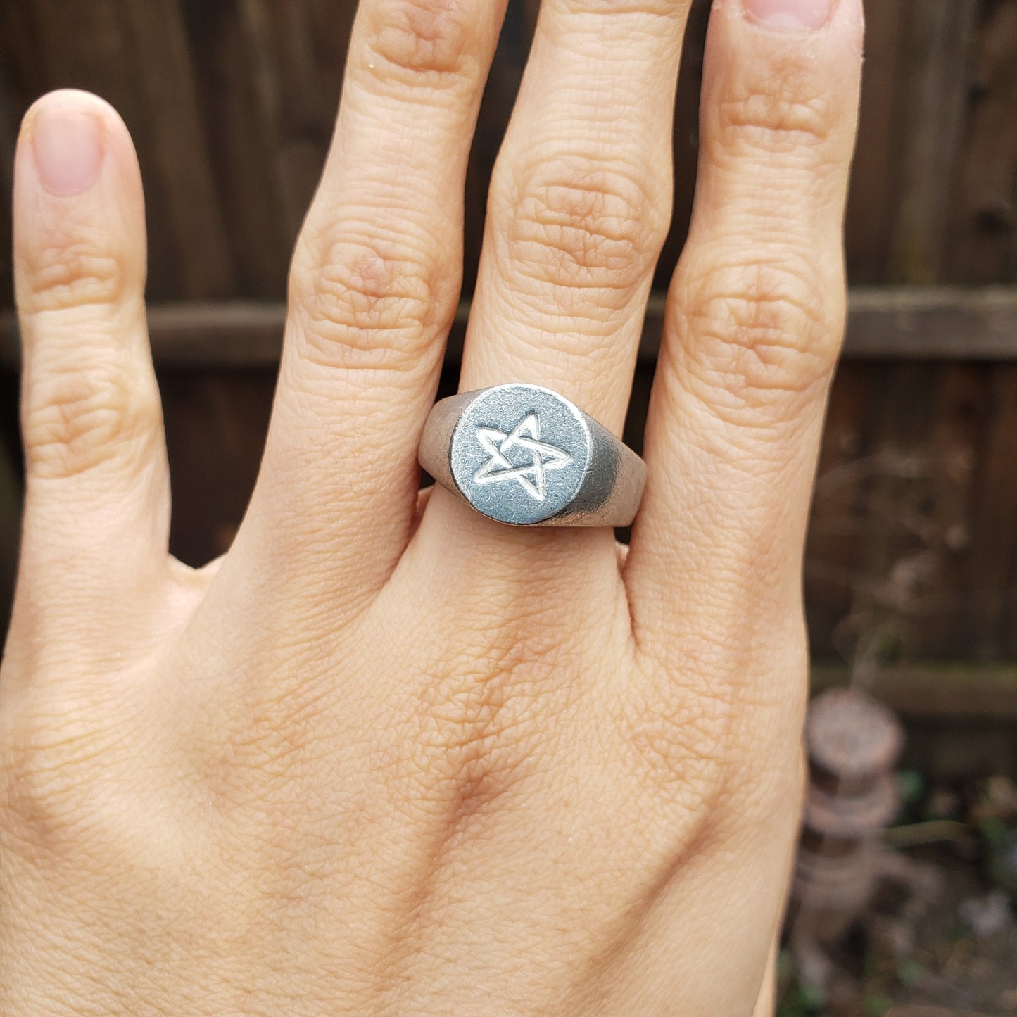 Pentagram wax seal signet ring