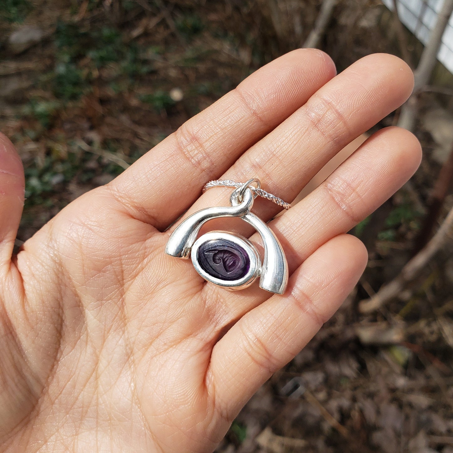 Amethyst horn pendant