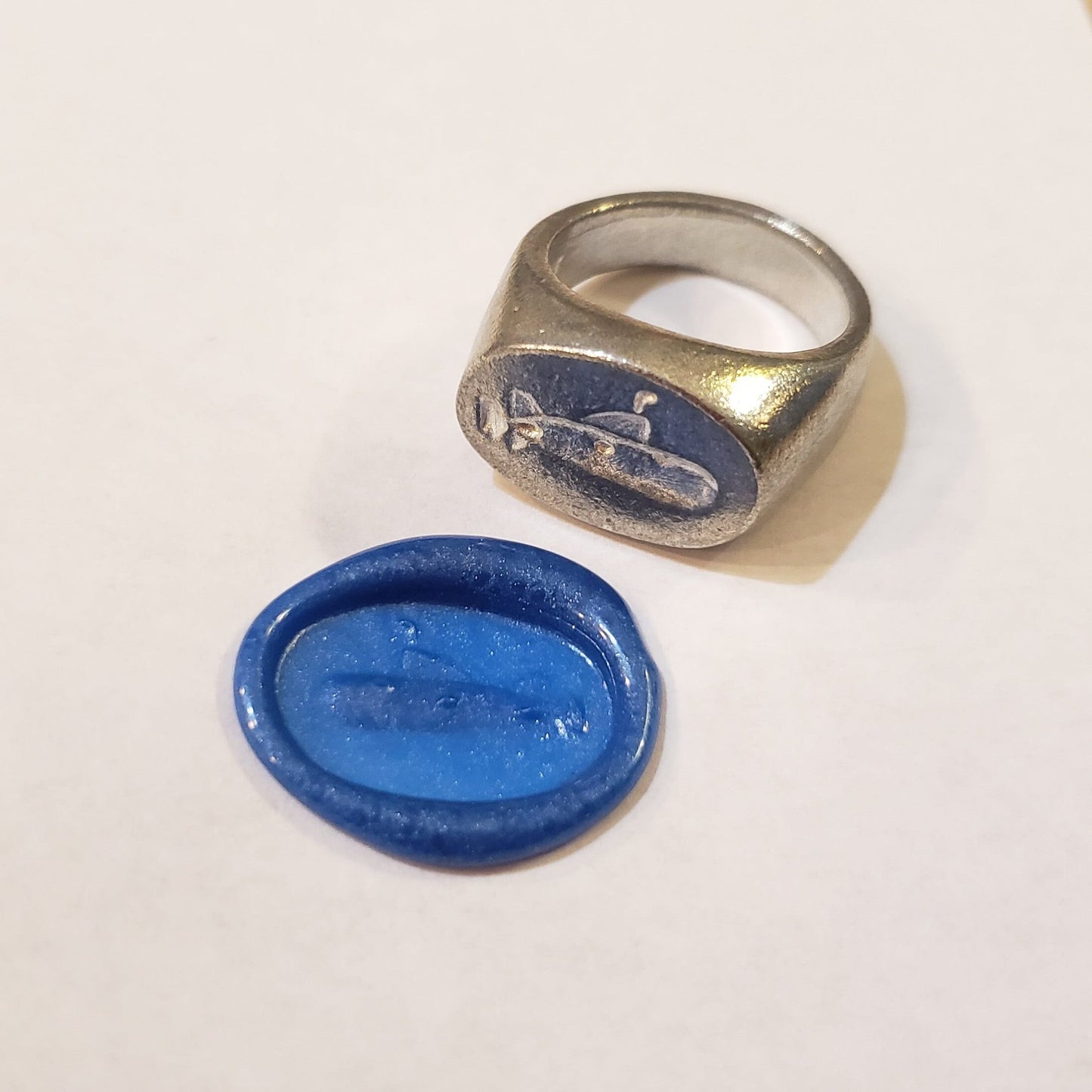 Submarine wax seal signet ring