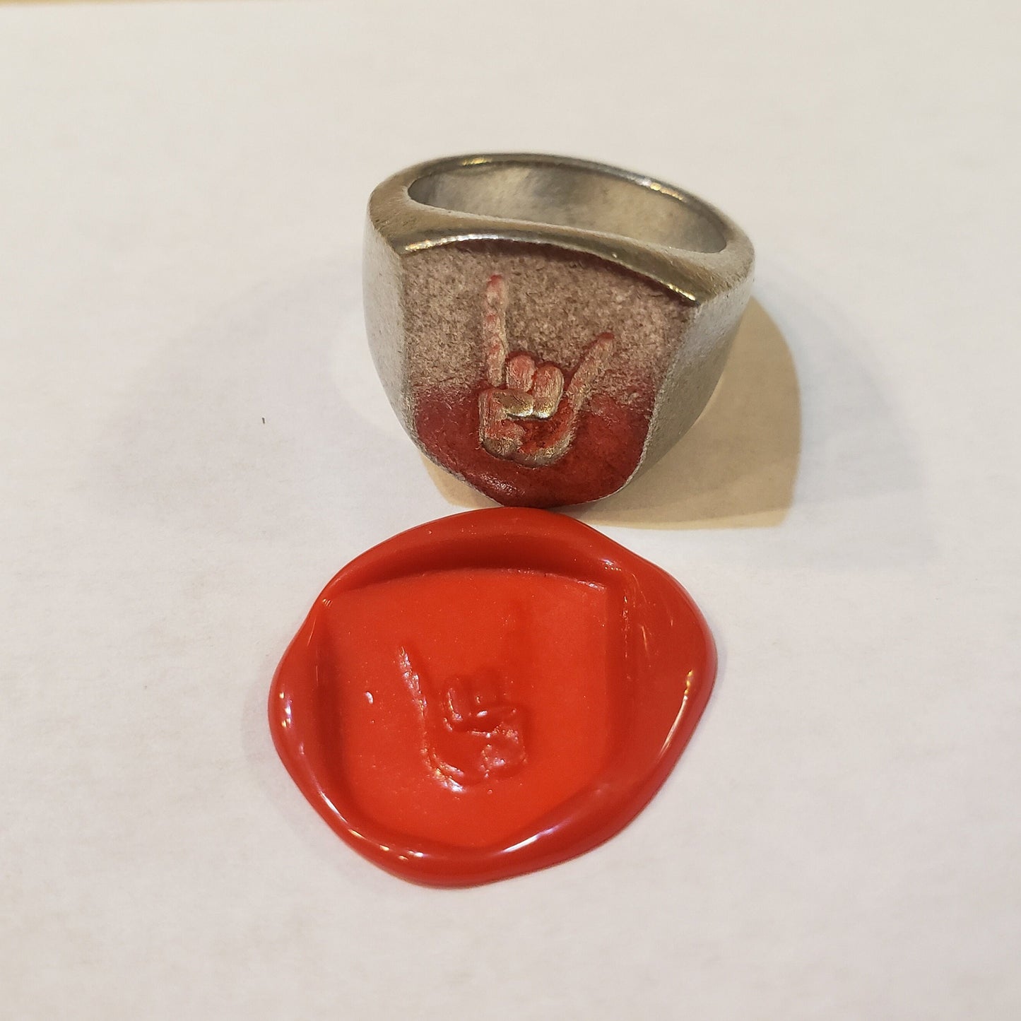 Hand horn wax seal signet ring