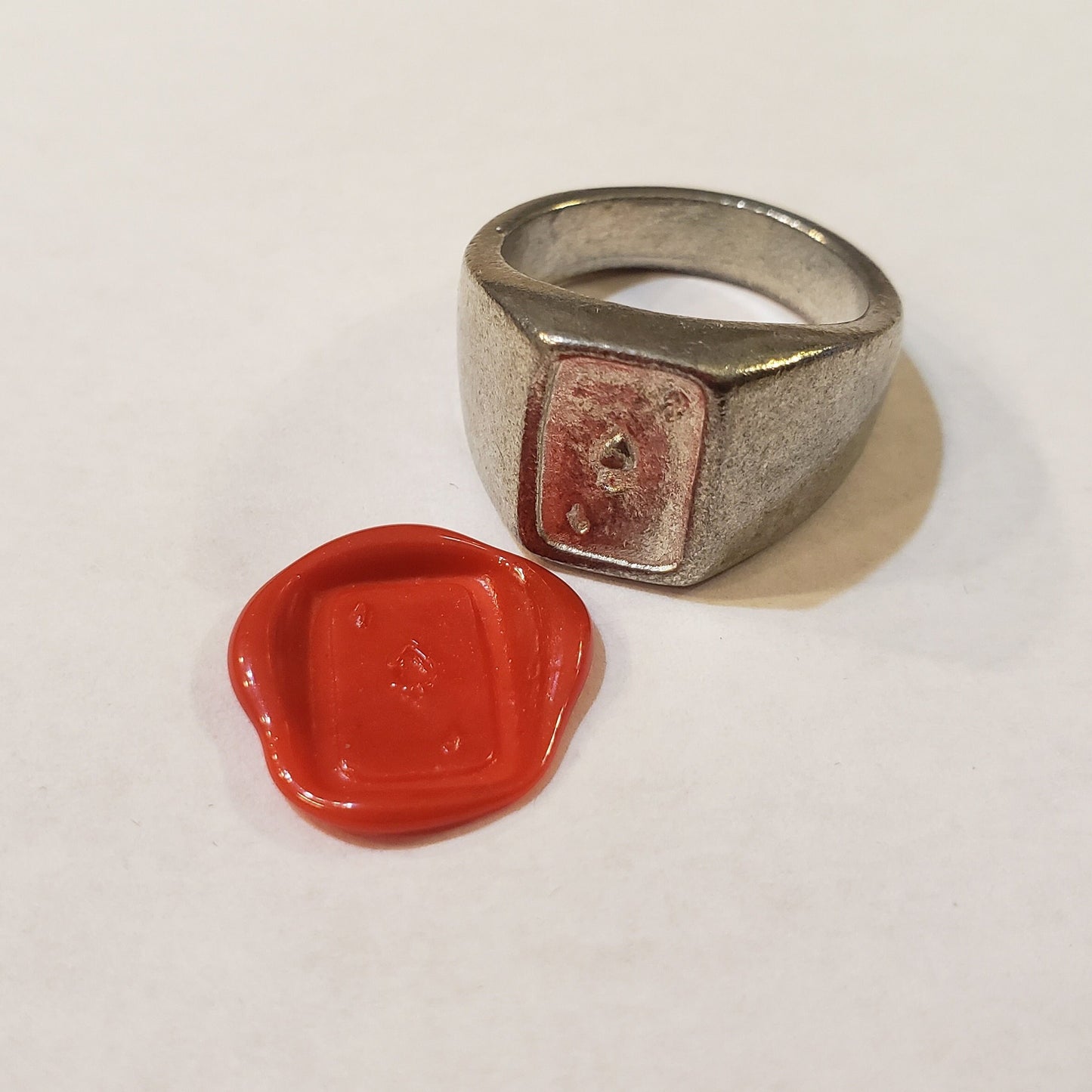 Ace of spades wax seal signet ring